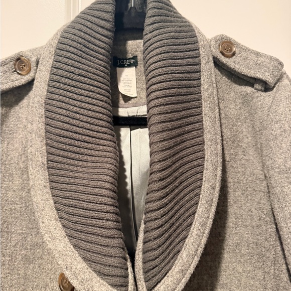 J. Crew Gray Pea Coat with Brown Buttons - Picture 3 of 5